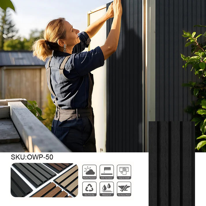 iStyle Outdoor Wall Panel 4 pcs of 8.62" x 114" OWP-50 Black