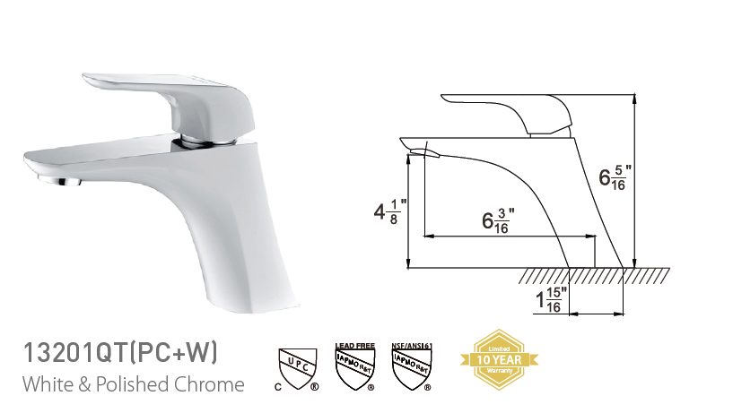 Pasgo 13201QT Polished Chrome and White