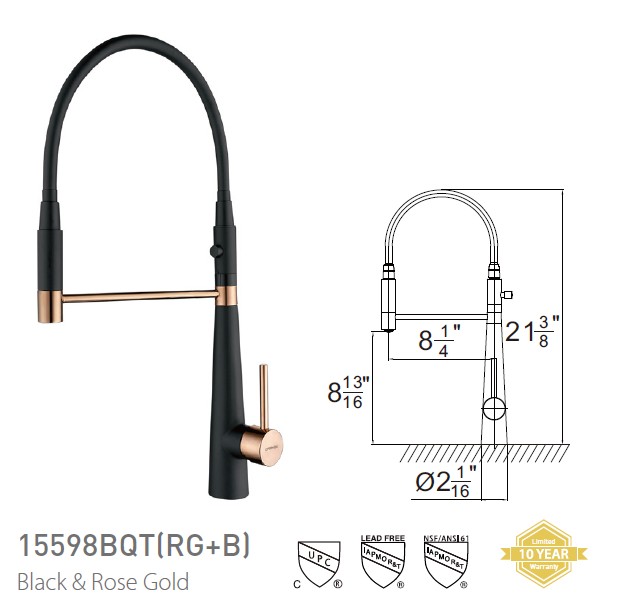 Pasgo 15598BQT Rose Gold and Black