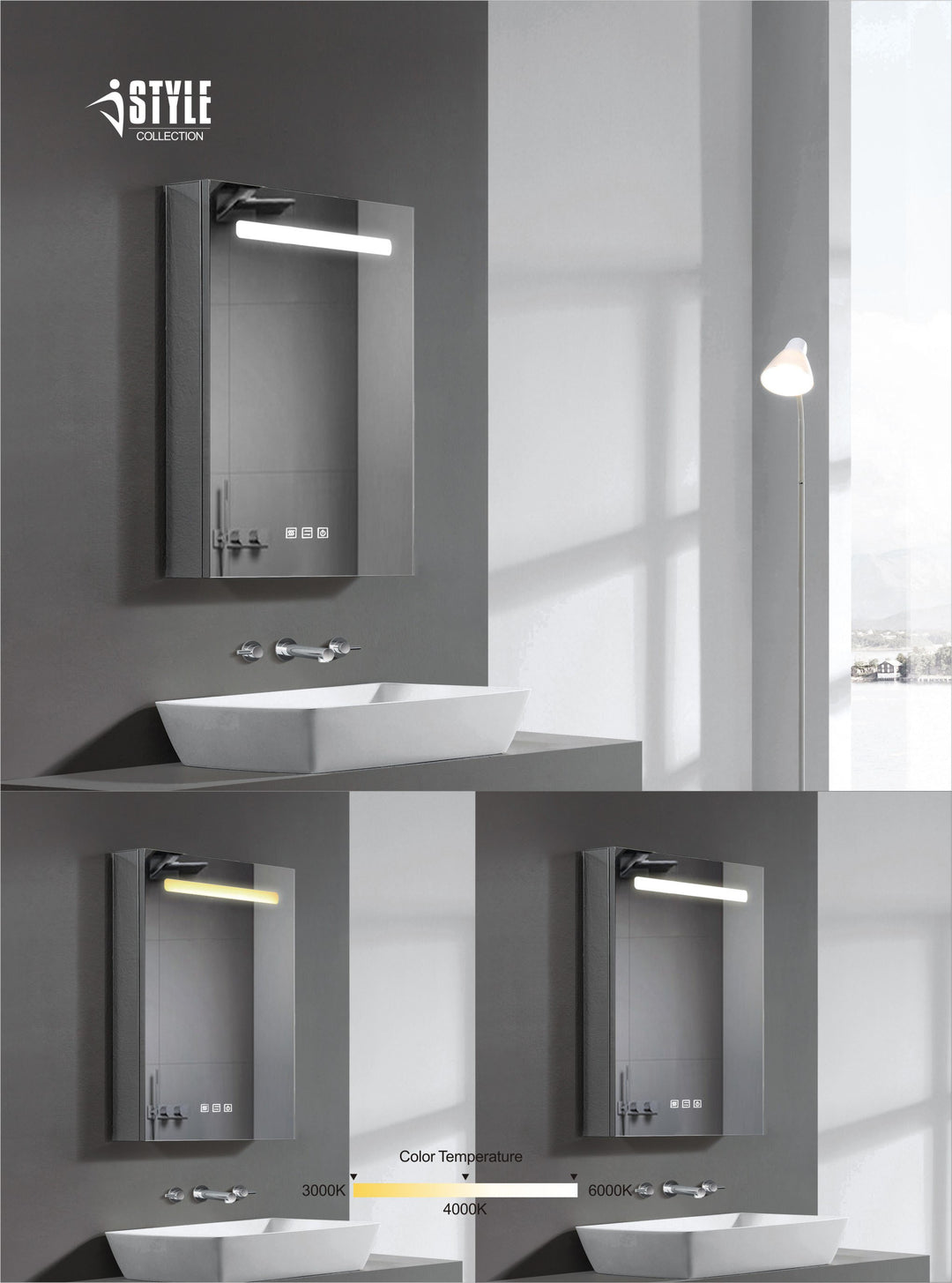 iStyle LED Aluminum Medicine Cabinet LED-AMC