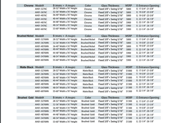 iStyle Shower Door AH01 Series
