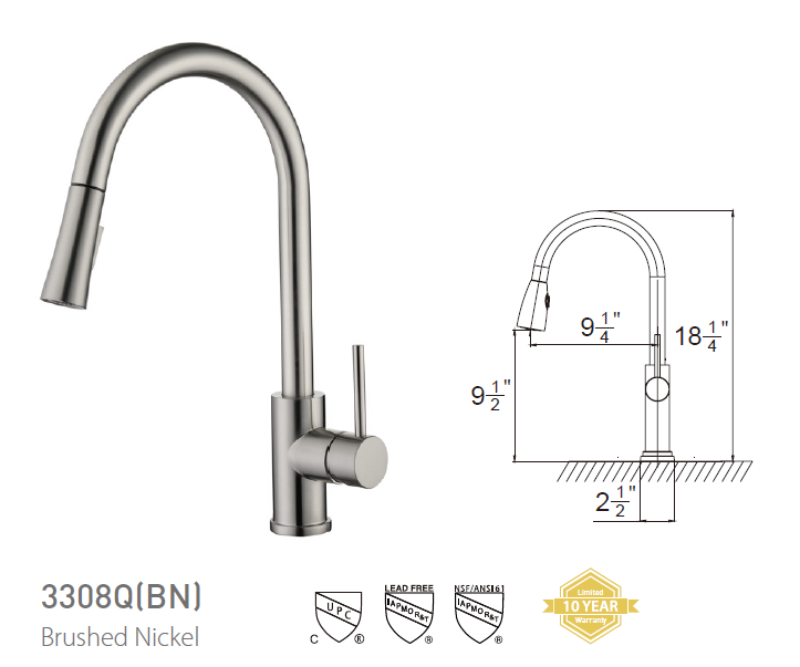 Pasgo 3308Q Brushed Nickel
