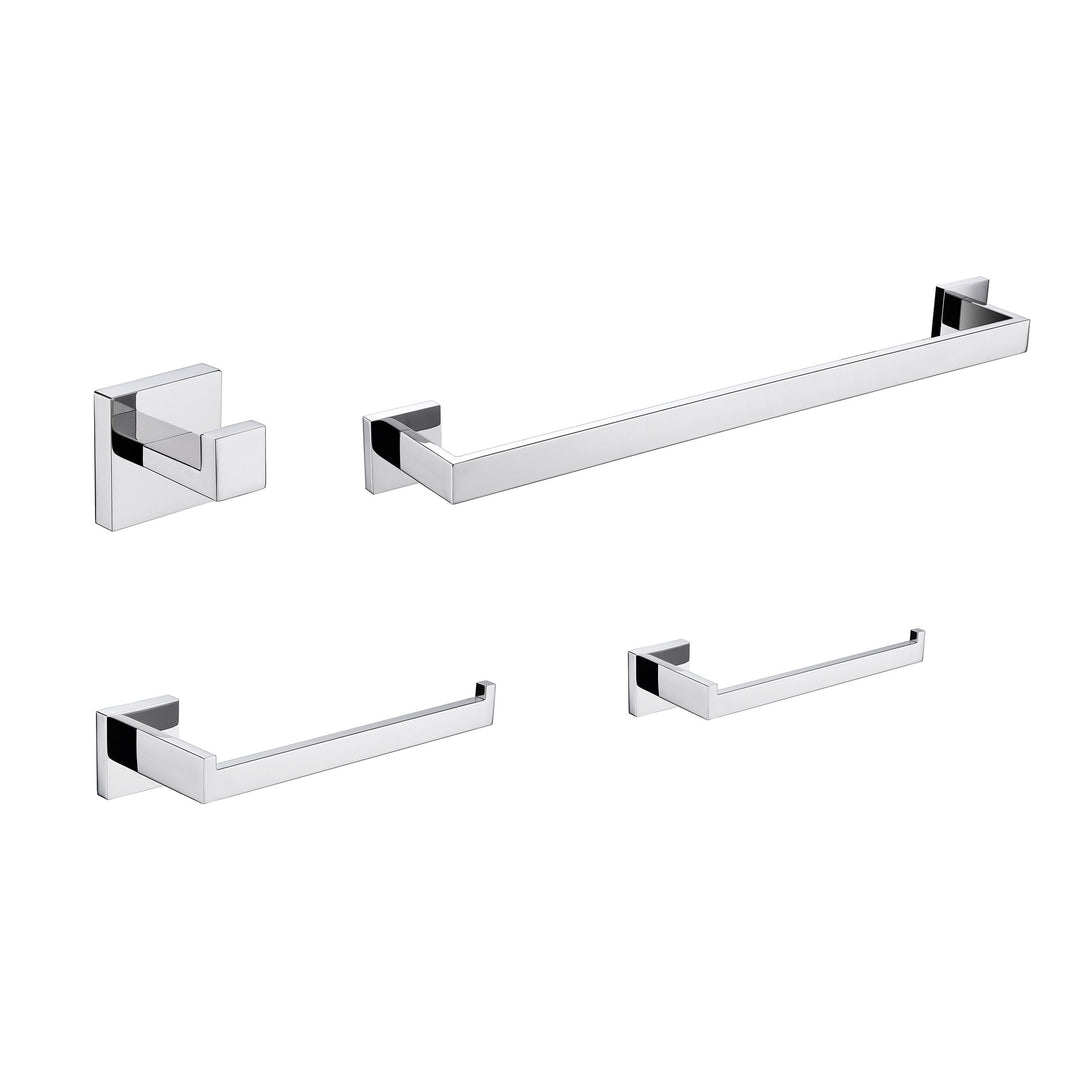 Lexora Bagno Lucido 4-Piece Bathroom Accessory Set - Chrome LAS1415PC