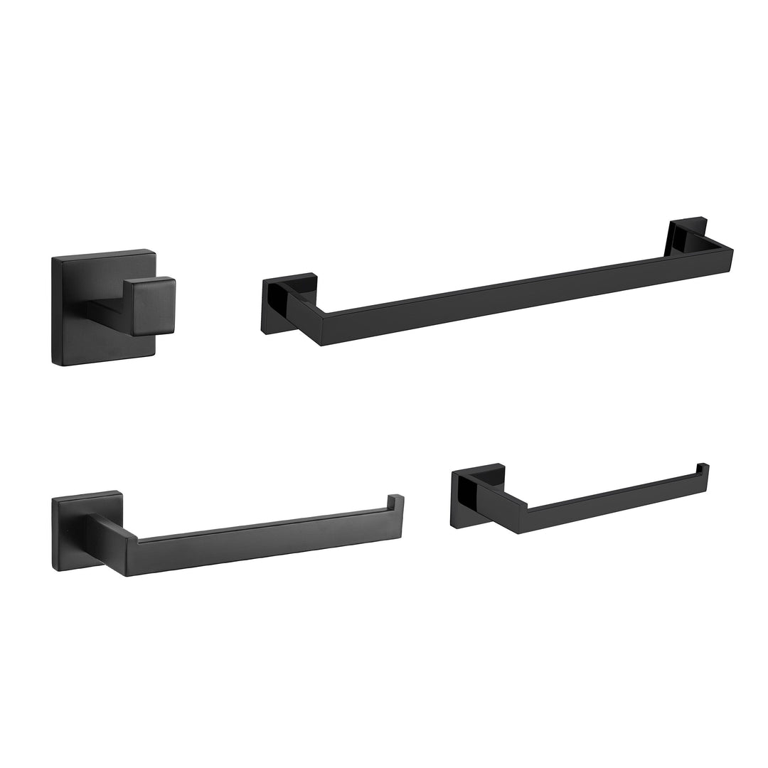 Lexora Bagno Lucido 4-Piece Bathroom Accessory Set - Matte Black LAS1415SMB