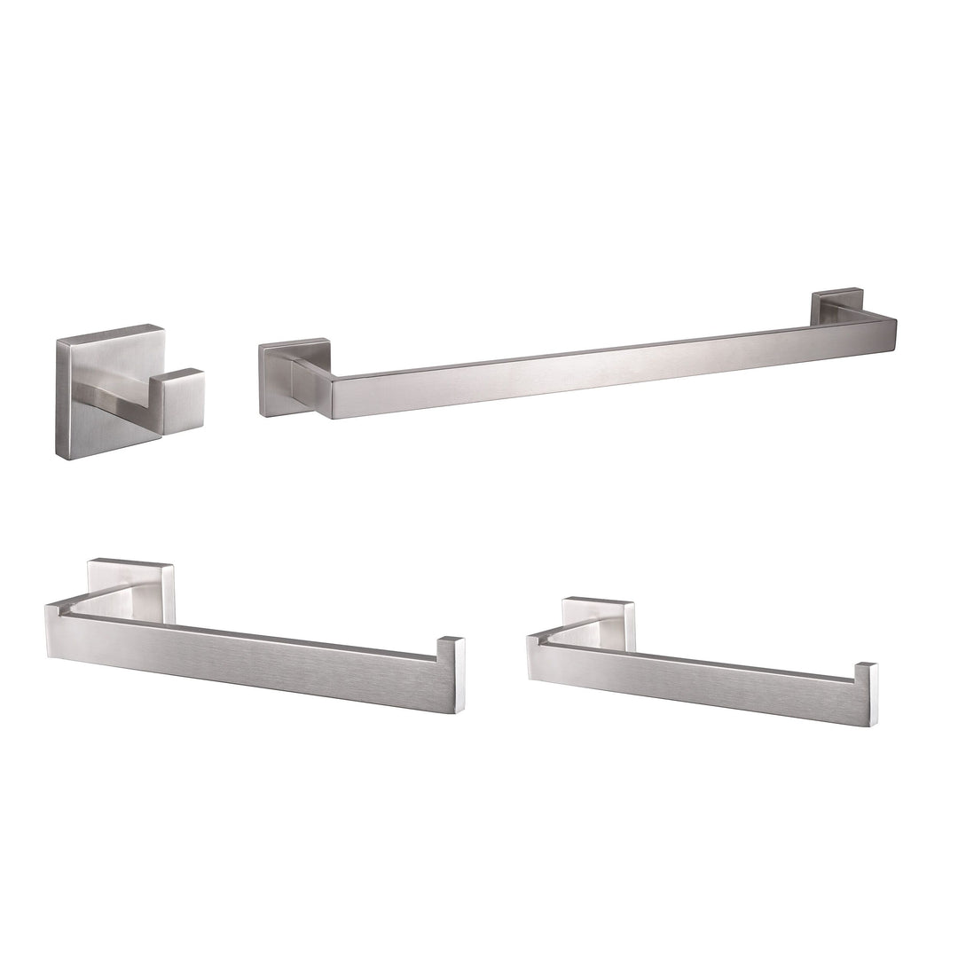 Lexora Bagno Lucido 4-Piece Bathroom Accessory Set - Satin Nickel LAS1415SN
