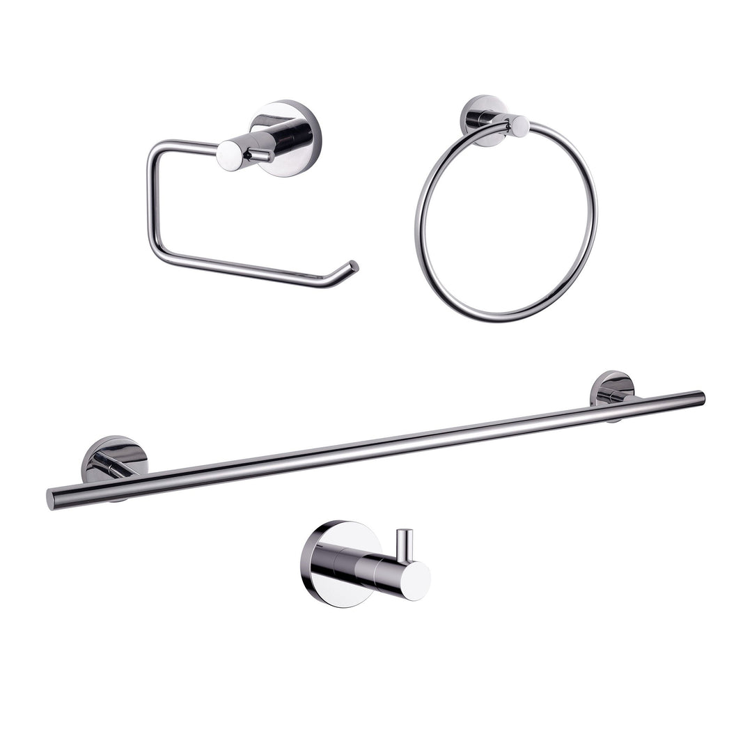 Lexora Bagno Nera 4-Piece Bathroom Accessory Set - Chrome LAS1615PC