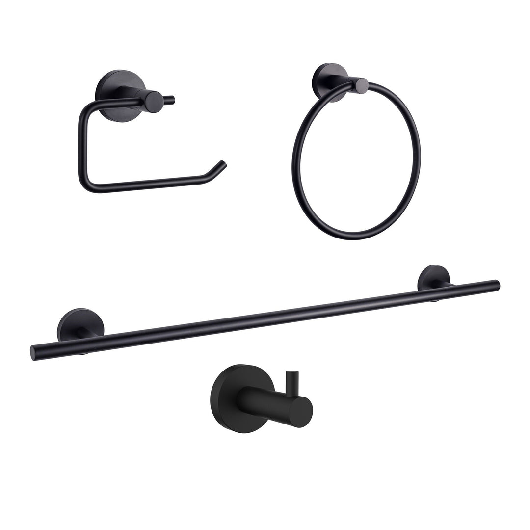 Lexora Bagno Nera 4-Piece Bathroom Accessory Set - Matte Black LAS1615MB