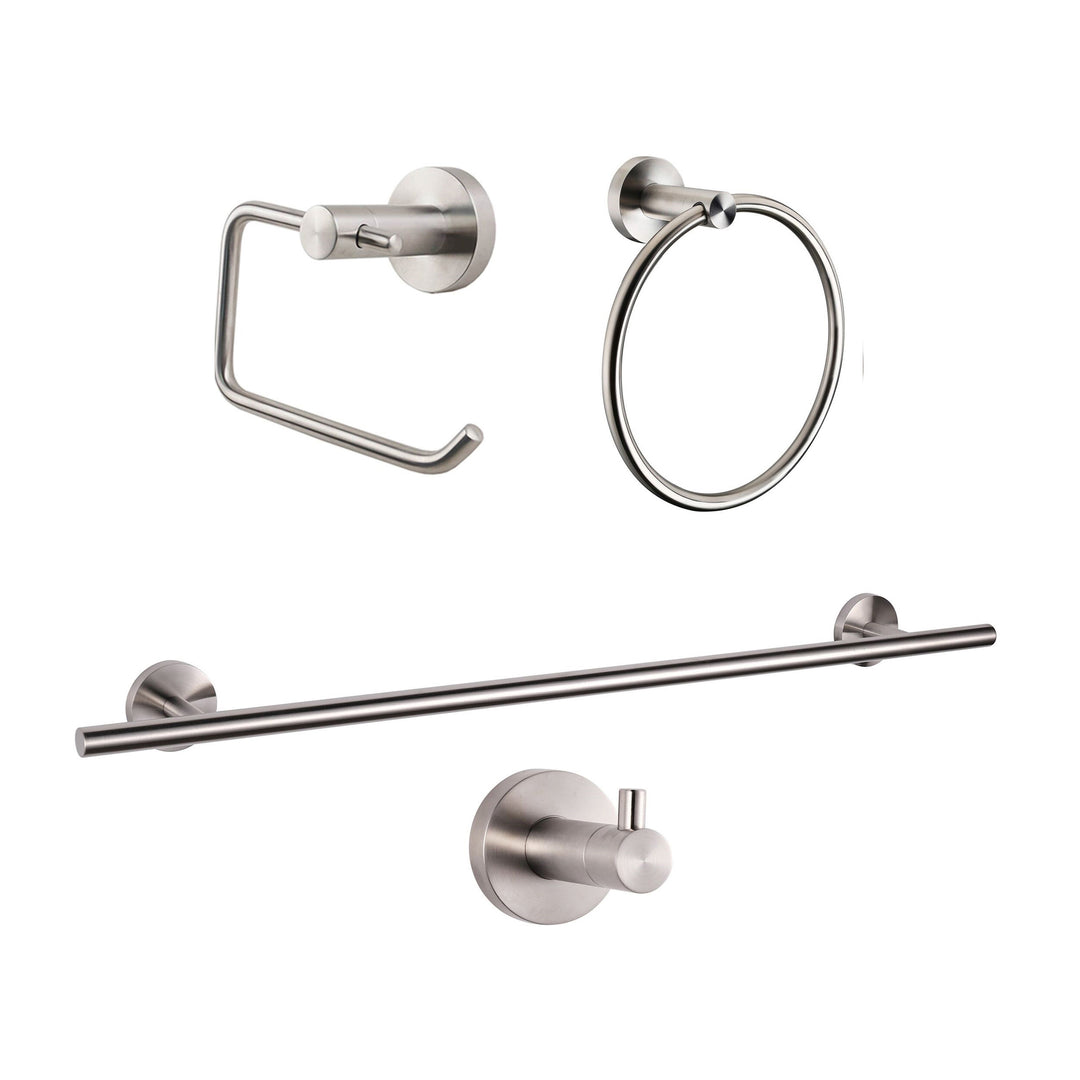 Lexora Bagno Nera 4-Piece Bathroom Accessory Set - Satin Nickel LAS1615SN