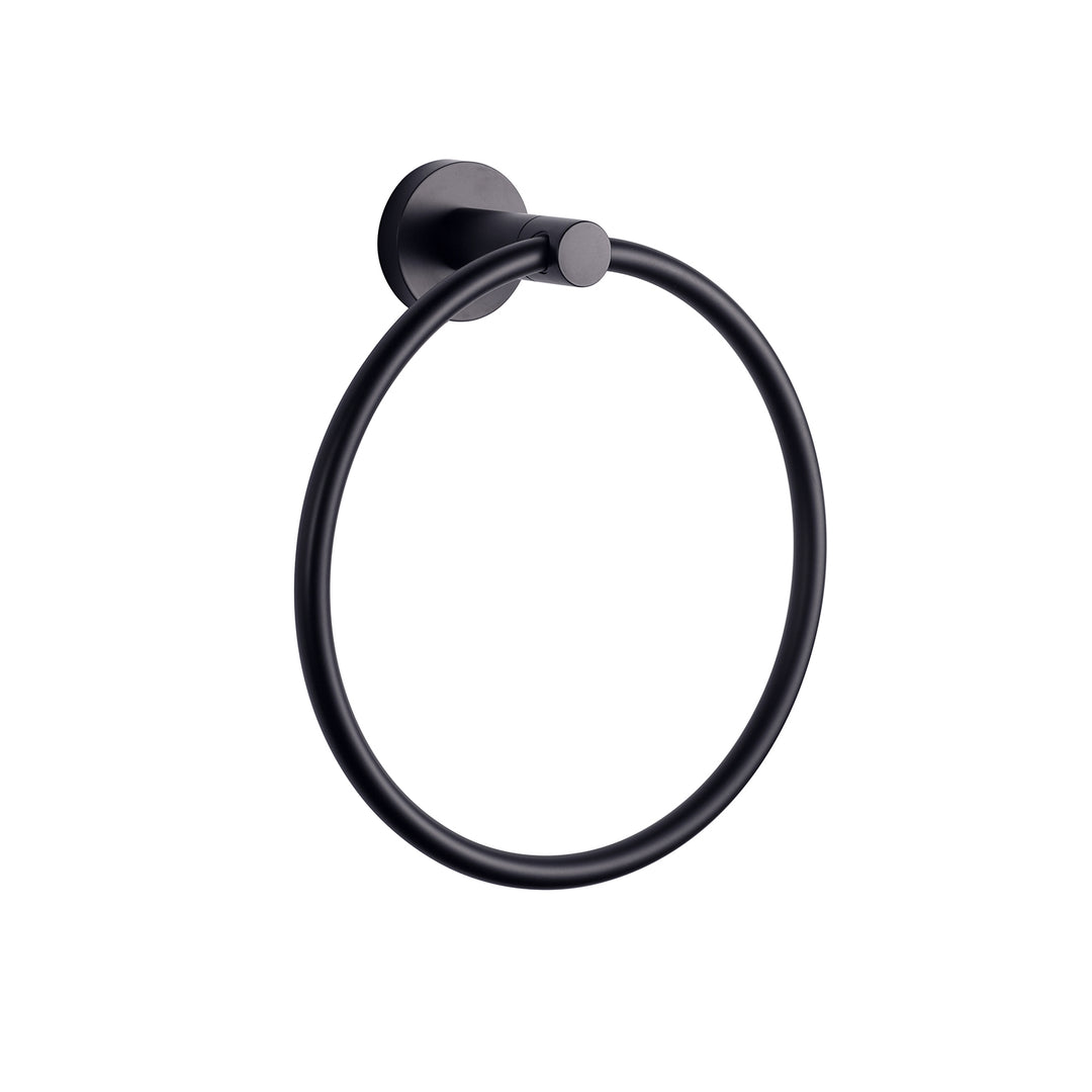 Lexora Bagno Nera Stainless Steel Towel Ring, Matte Black Finish LTR16152MB