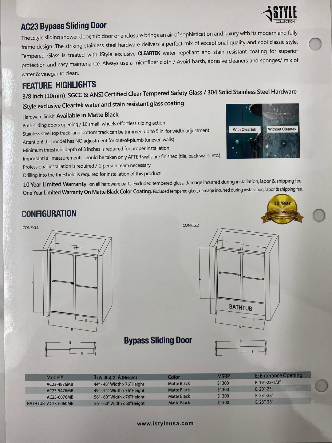 iStyle Shower Door AC23 Series