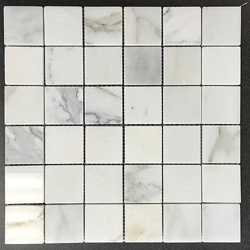 Elegant Mosaic CC17 Calacatta 2" x 2" on 12" x 12"