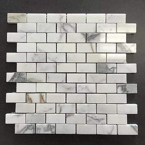 Elegant Mosaic CC31 Calacatta 1" x 2" on 13" x 12"