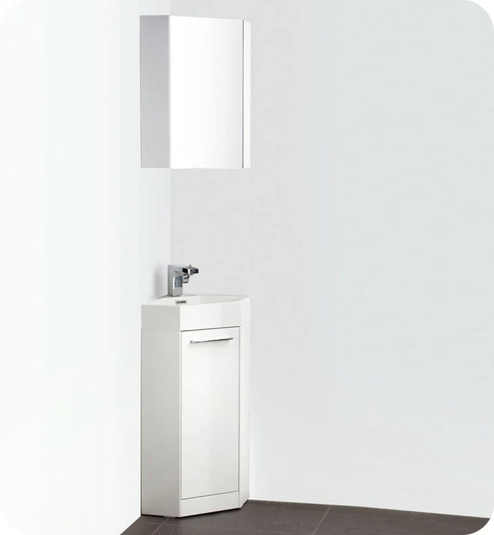 Fresca Coda 14" White Corner Medicine Cabinet with Mirror Door FMC5082WH