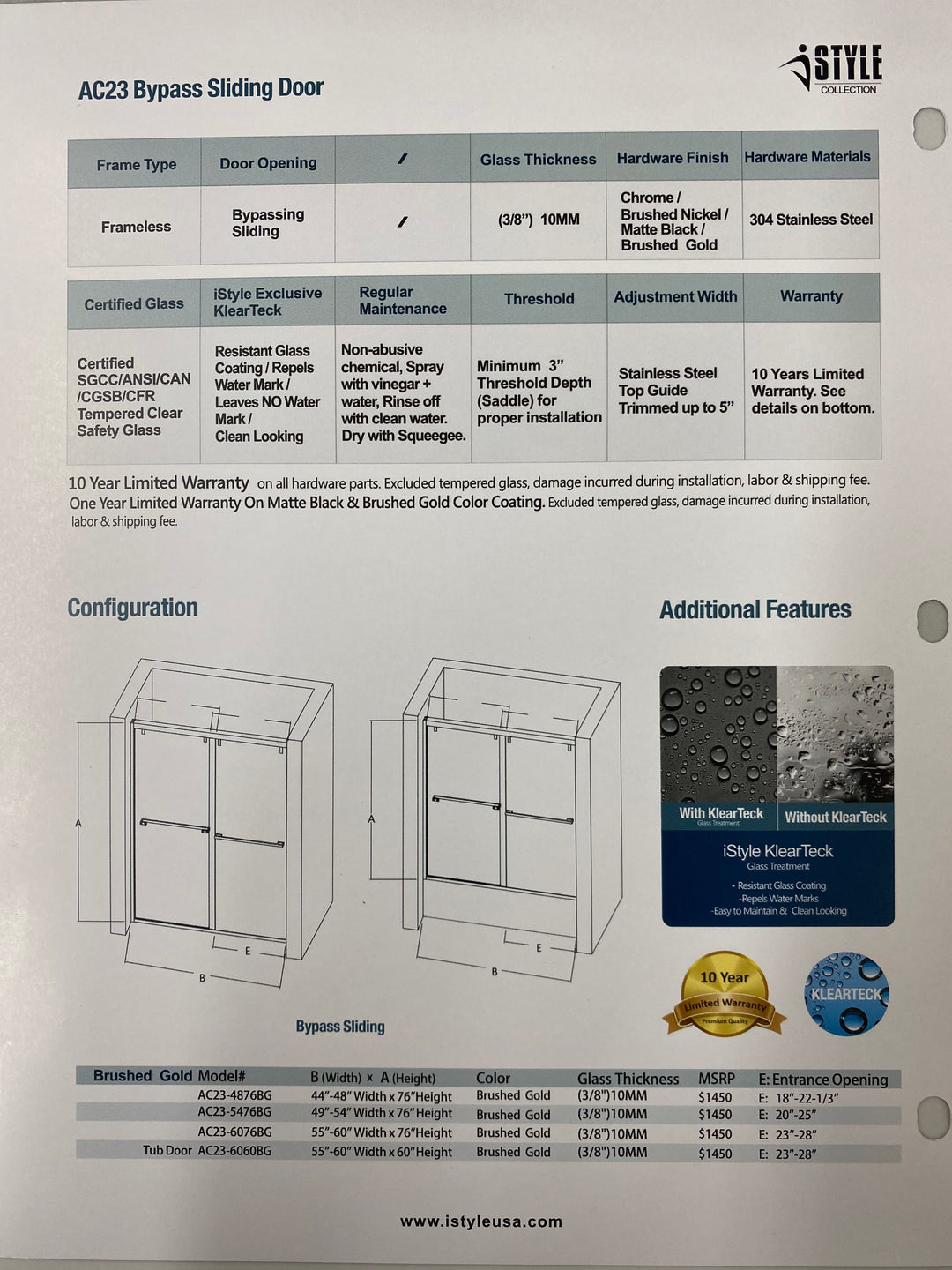 iStyle Shower Door AC23 Series