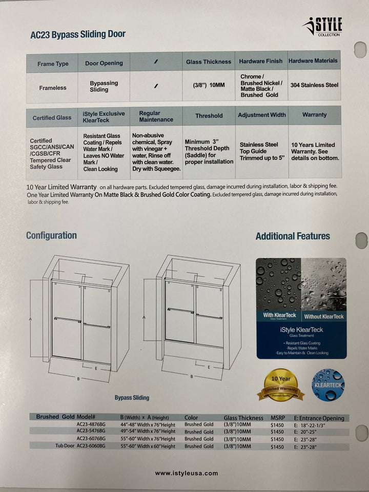 iStyle Shower Door AC23 Series
