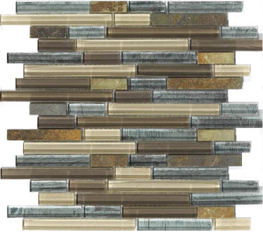 IJ-GSL-01-5/8 Sparkle 5/8" Random Strips Mosaic Inkjet Glass and Stone