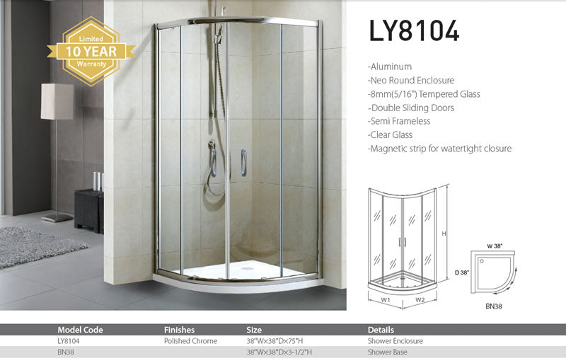 Pasgo Shower Door LY8104 Polished Chrome