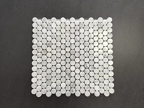 Elegant Mosaic MW72 White Carrara Penny Round on 12.5" x 12"