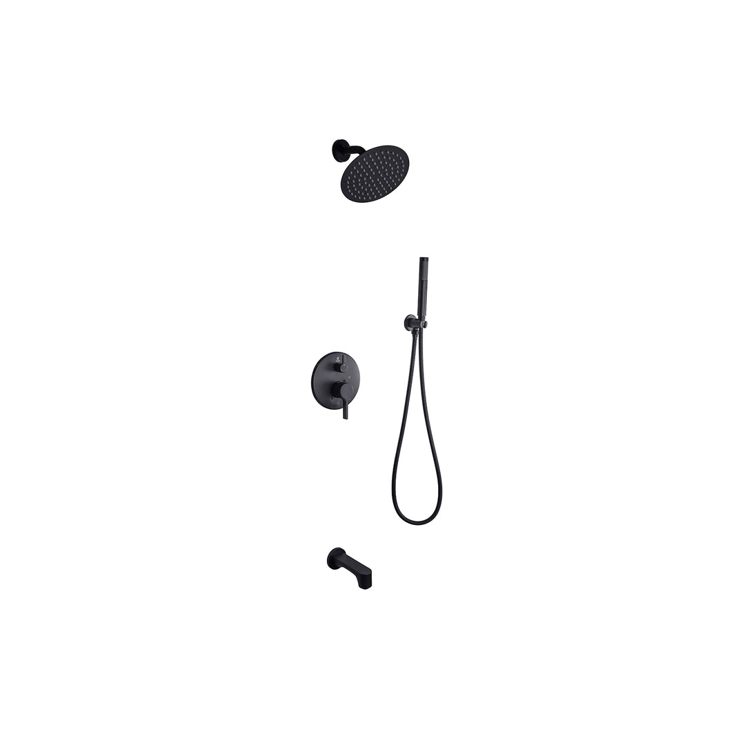 Salamonio Stainless Steel Round Shower Set, Matte Black Finish  LSS11011MB