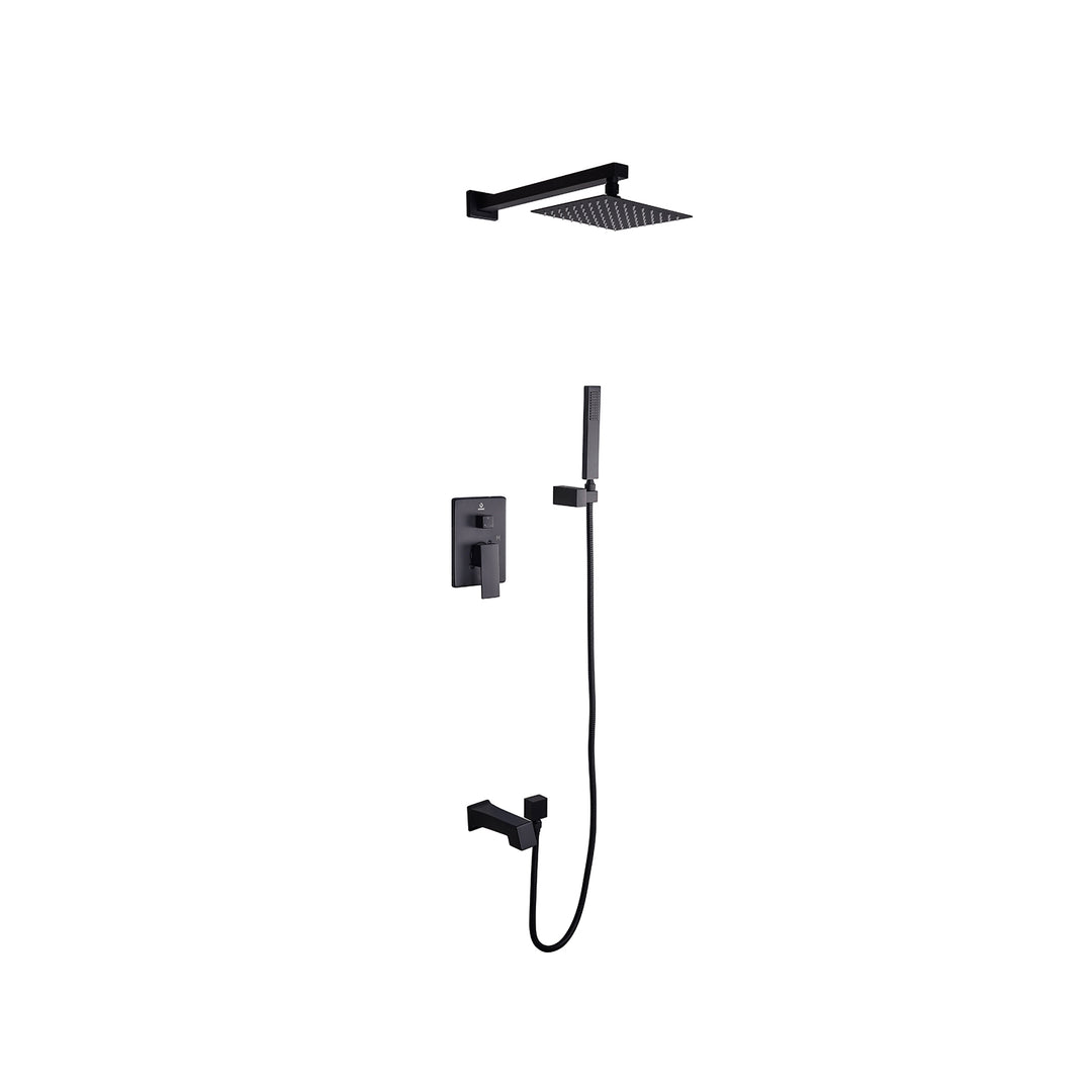 Monte Celo Stainless Steel Square Shower Set, Matte Black Finish  LSS10011MB