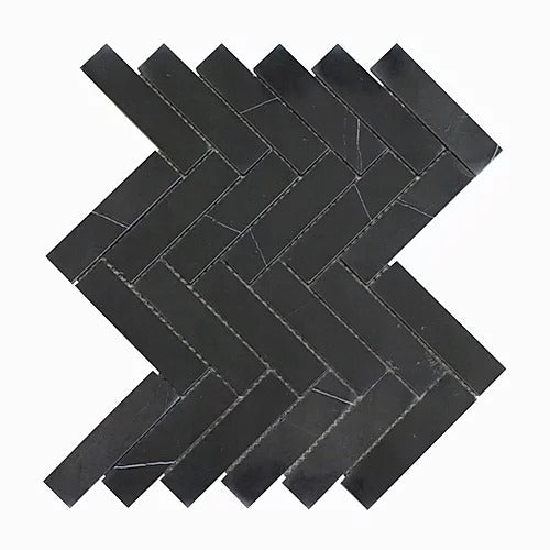 Elegant Mosaic NM75 Nero Marquina 1" x 4" on 12" x 12"