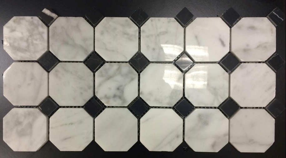 Merola Tile Octagon Carrara & Black