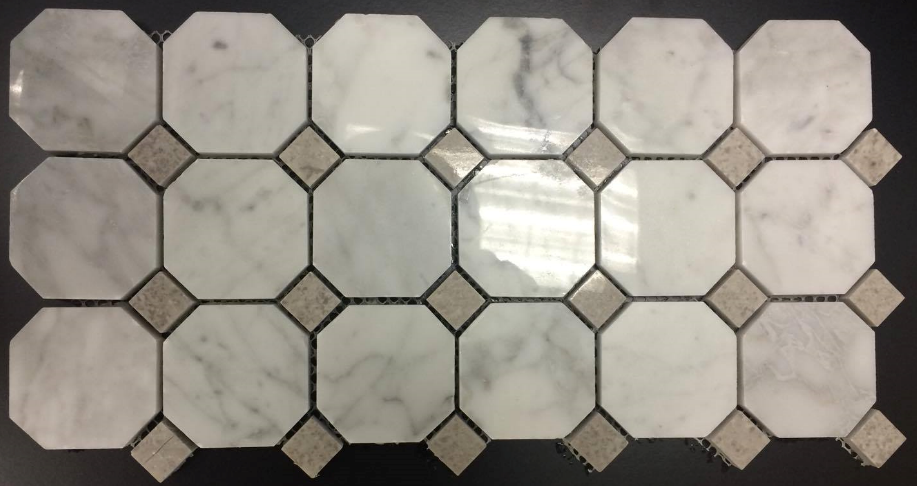 Merola Tile Octagon Carrara & Grey