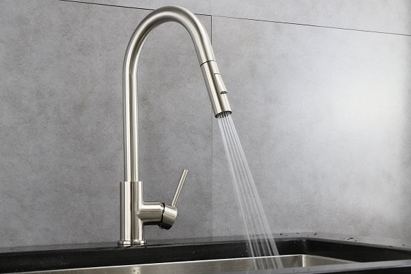 Lexora Olivi Brass Kitchen Faucet, Brushed Nickel Finish  LKFS8011BN