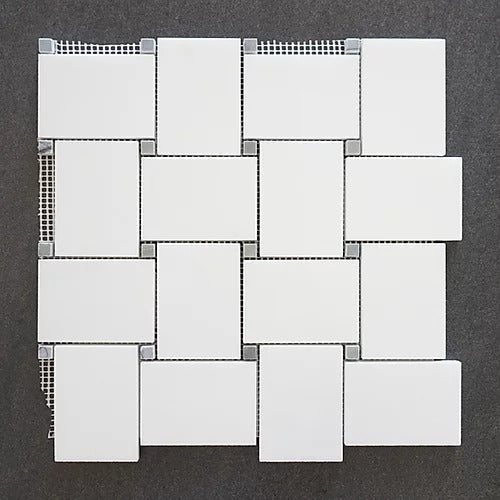 Elegant Mosaic TW82 Thassos White Basket Weave on 12.25" x 12.25"