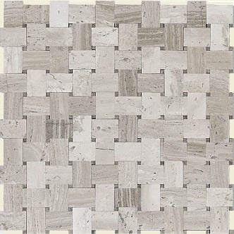 WG-BW Oyster Groutless Basketweave Pattern Mosaic
