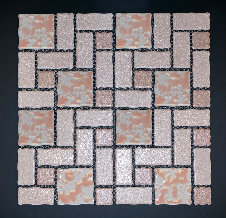 Mosaic PINK BLOCK RANDOM WAVE EDGES TMR413