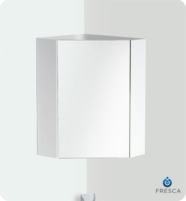 Fresca Coda 18" White Corner Medicine Cabinet with Mirror Door FMC5084WH