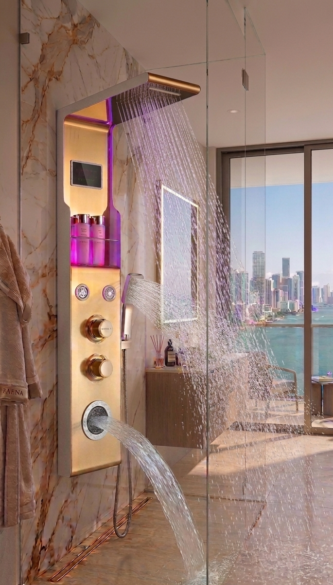 Shower Panel with Display A-MT-5503 White and Gold