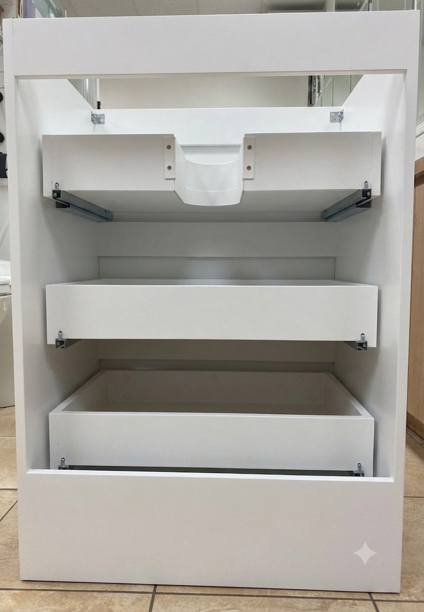 A-WinterWhite Bathroom Vanity with Ceramic Sink 24"
