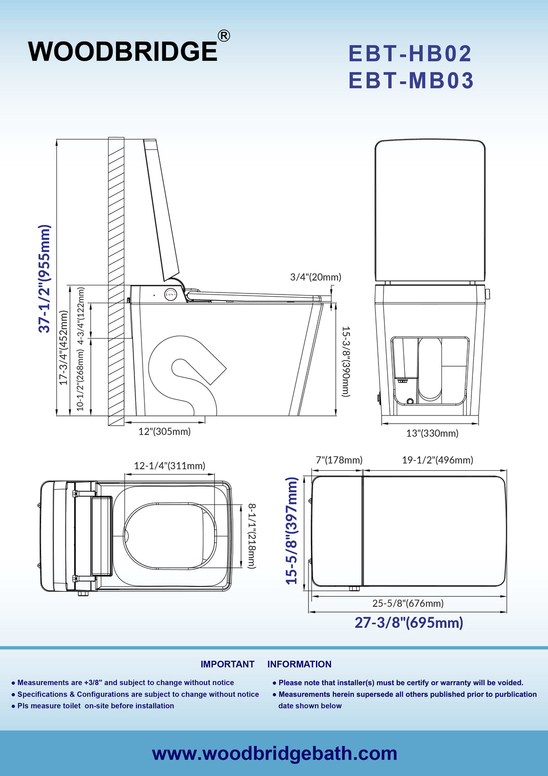 Woodbridge Smart Toilet EBT-HB02