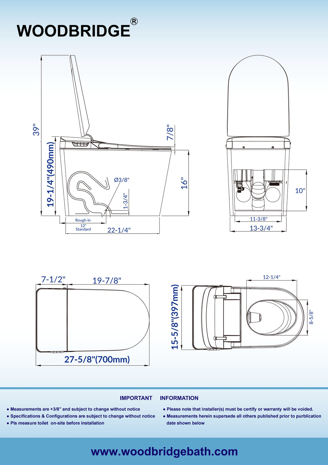 Woodbridge Smart Toilet EBT470
