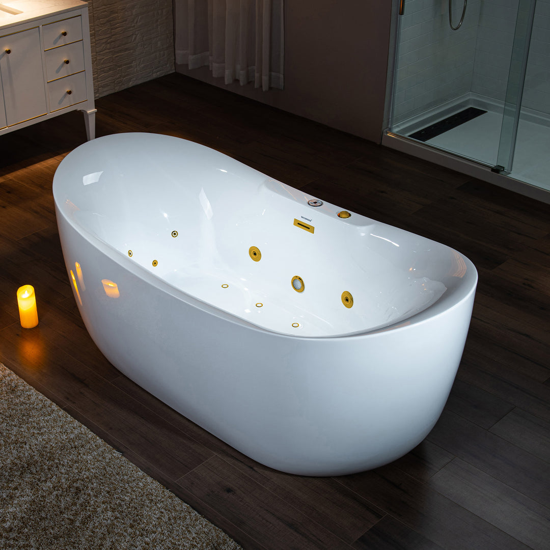 WOODBRIDGE 72" x 35-3/8" Whirlpool and Air Bath 400 Series Heated Soaking Combination Tub with Adjustable Speed Air Blower and Display Control Panel