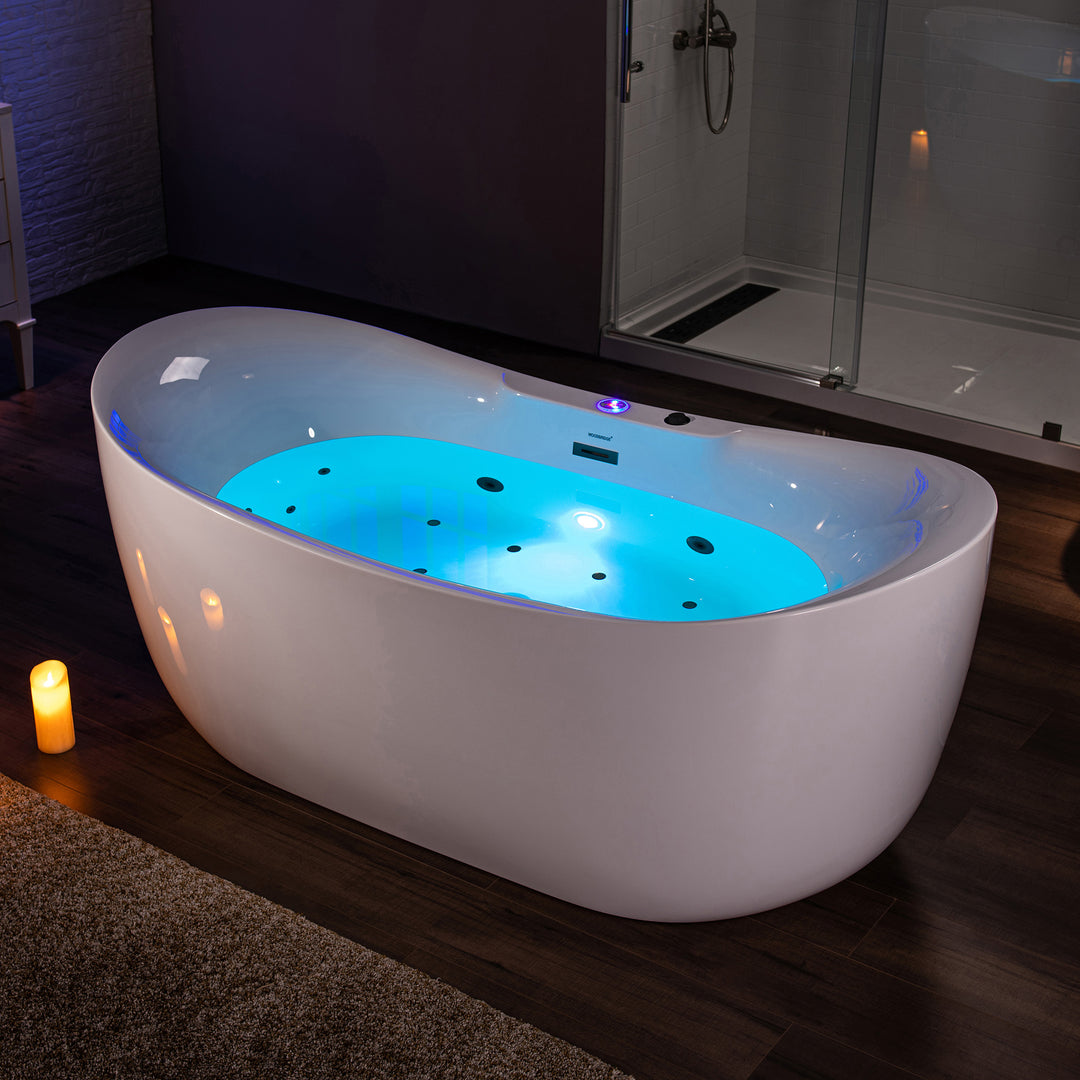 WOODBRIDGE 72" x 35-3/8" Whirlpool and Air Bath 400 Series Heated Soaking Combination Tub with Adjustable Speed Air Blower and Display Control Panel