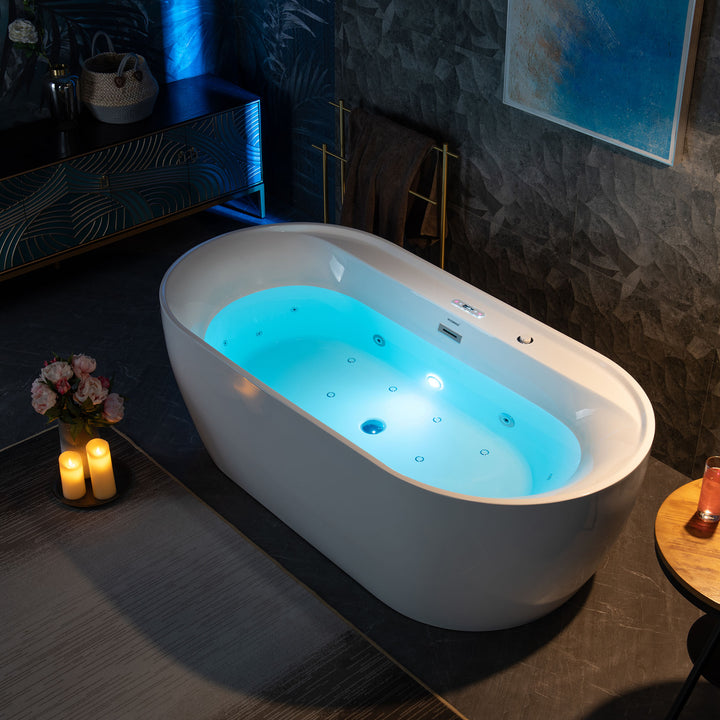 WOODBRIDGE 72" x 35-3/8" 500 Series Whirlpool and Air Bath Heated Soaking Combination Tub with Adjustable Speed Air Blower and Display Control Panel