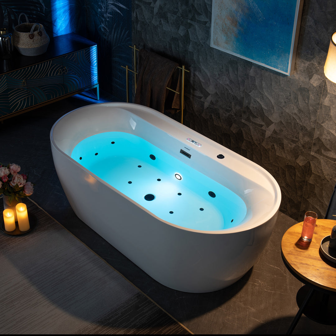 WOODBRIDGE 72" x 35-3/8" 500 Series Whirlpool and Air Bath Heated Soaking Combination Tub with Adjustable Speed Air Blower and Display Control Panel