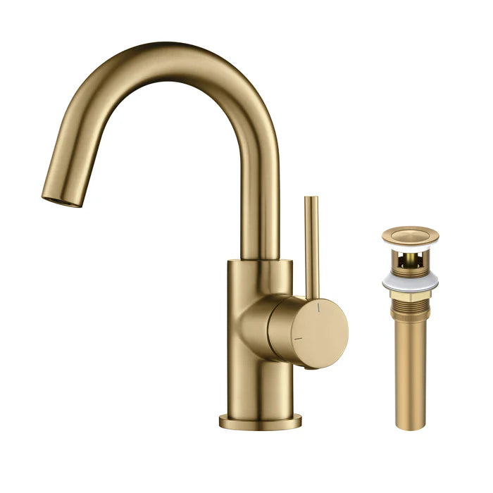 Halo High-Arc Single Handle Bathroom Vanity Sink Faucet with Pop Up Drain - CBF-1021 (CF)