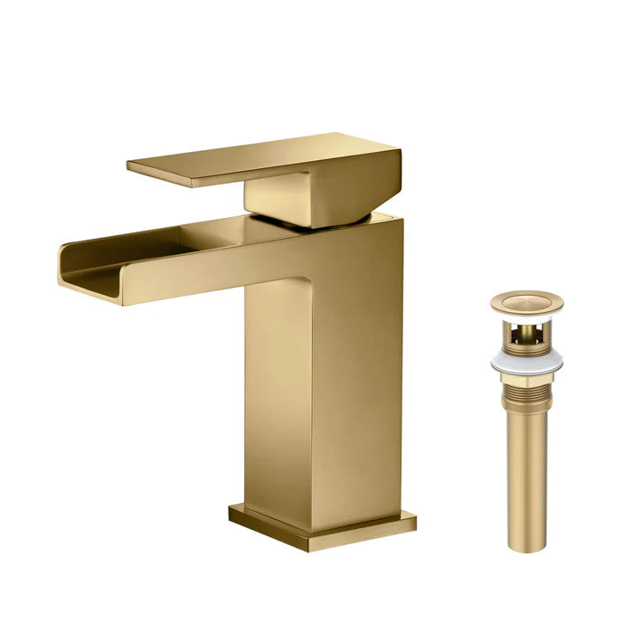 Quadra Waterfall Single Handle Bathroom Vanity Sink Faucet with Pop Up Drain - CBF-1004 (CF)