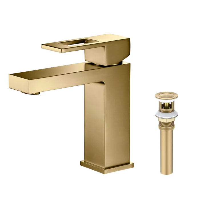 Quadra Single Handle Bathroom Vanity Sink Faucet with Pop Up Drain - CBF-1002 (CF)