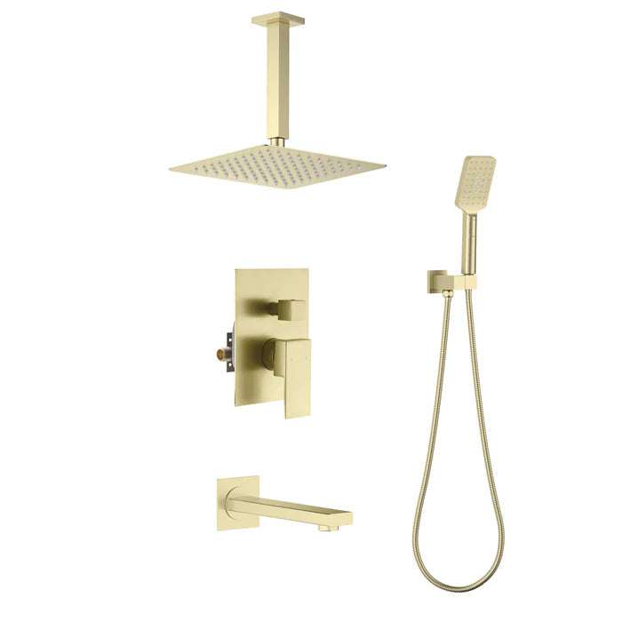 Quadra Pressure Balanced 3-Function Ceiling Mount Shower System with Rough-In Valve - CSF-4013 (CF)