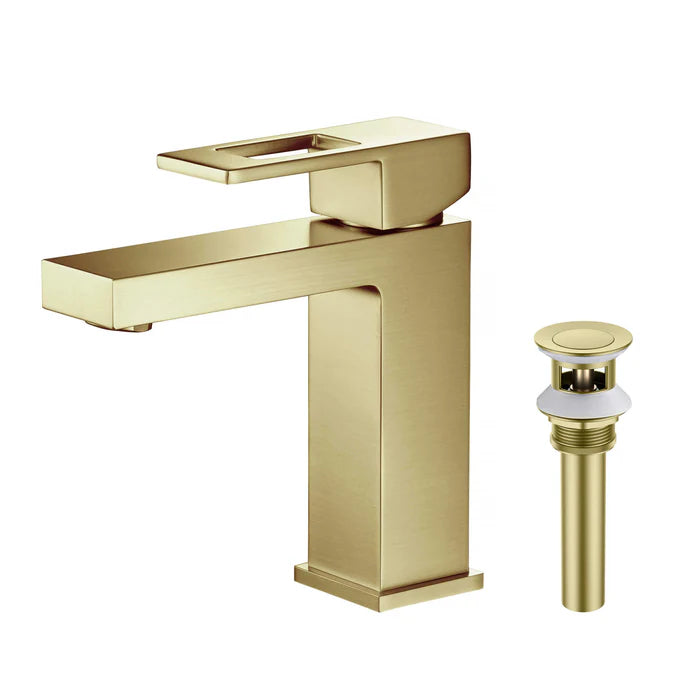 Quadra Single Handle Bathroom Vanity Sink Faucet with Pop Up Drain - CBF-1002 (CF)