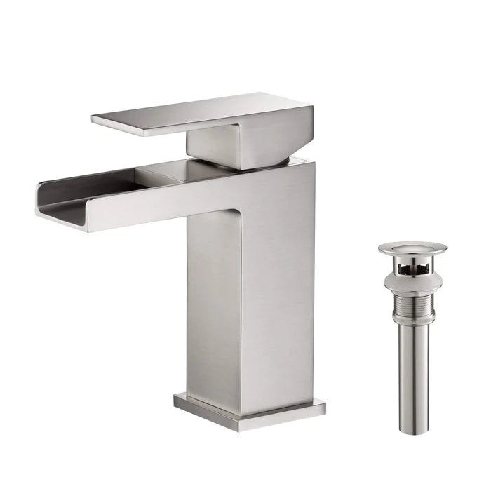 Quadra Waterfall Single Handle Bathroom Vanity Sink Faucet with Pop Up Drain - CBF-1004 (CF)