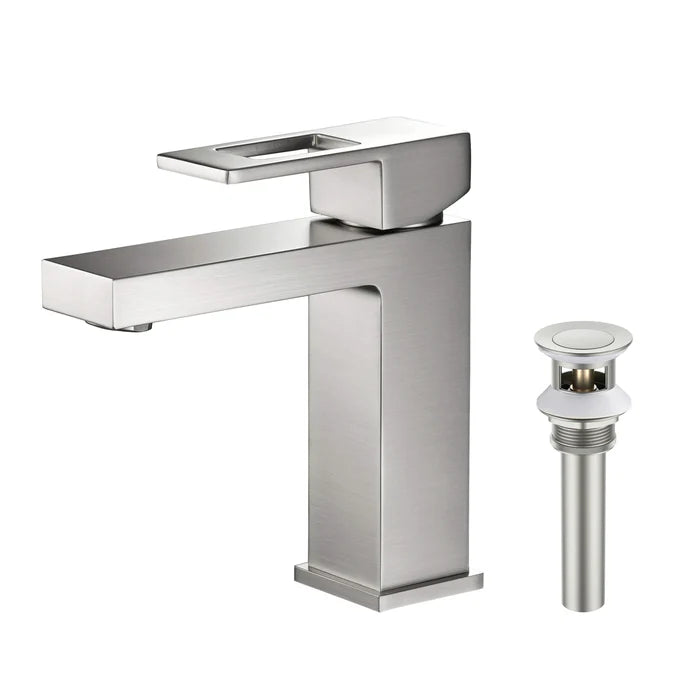 Quadra Single Handle Bathroom Vanity Sink Faucet with Pop Up Drain - CBF-1002 (CF)