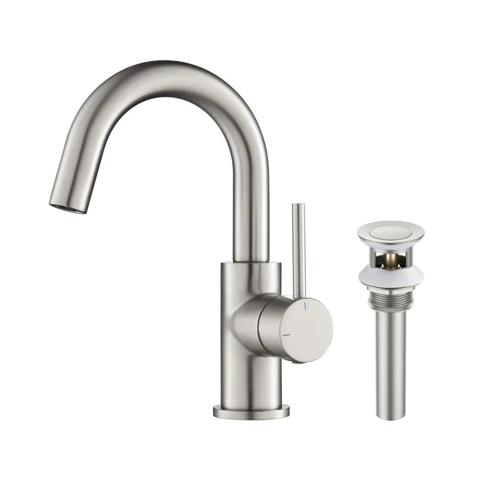 Halo High-Arc Single Handle Bathroom Vanity Sink Faucet with Pop Up Drain - CBF-1021 (CF)