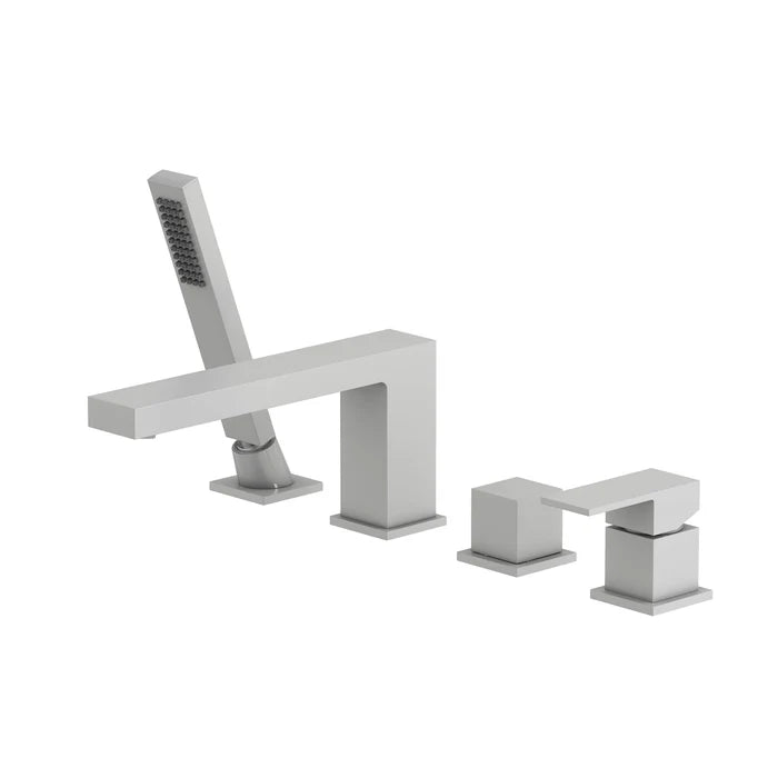 Quadra Deck Mounted Roman Bathtub Faucet with Hand Shower - CTF-3102 (CF)
