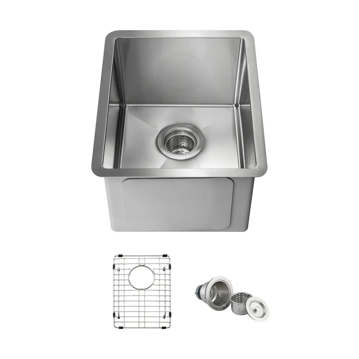 14" Handcrafted Undermount Single Bowl 16 gauge Stainless Steel Kitchen Sink - C1-14S (CF)